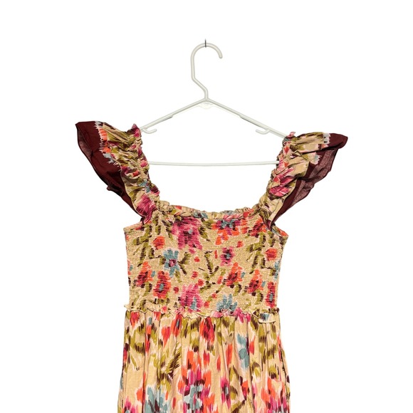 House of Harlow 1960 Zoey Smocked Floral Maxi‎ Dress Flutter Sleeve Boho Size S - Picture 14 of 16